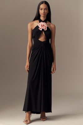 Anthropologie ★ Mac Duggal Strapless Brocade Maxi Dress Mac Duggal Strapless Brocade Floral Ruffle-Hem A-Line Maxi