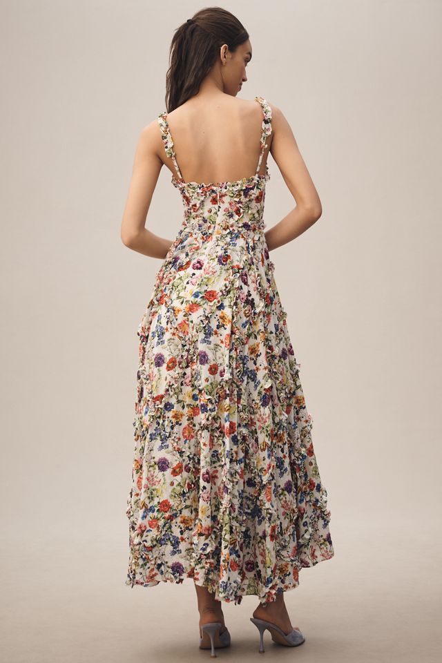 Mac Duggal Square-Neck 3D Floral Tiered Maxi Dress #1
