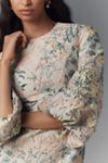 Mac Duggal Puff-Sleeve Brocade Mini Dress
