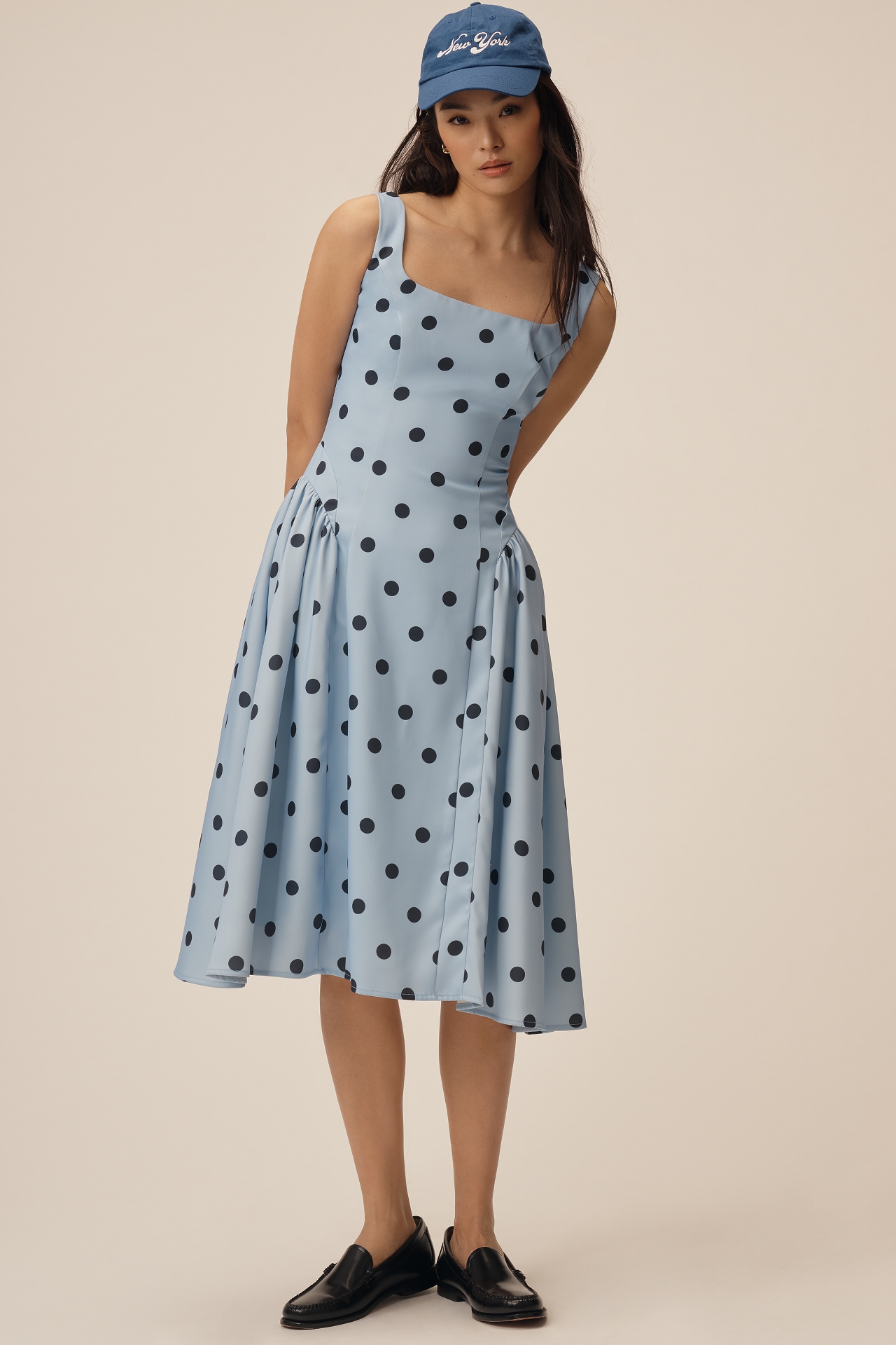 Mac Duggal Square-Neck A-Line Midi Dress