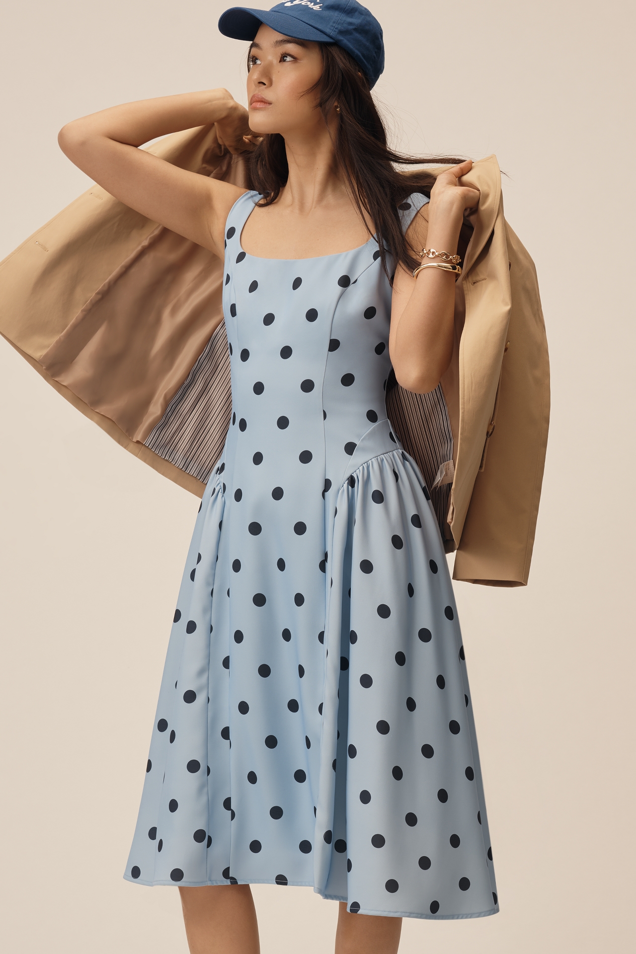 Mac Duggal Square-Neck A-Line Midi Dress