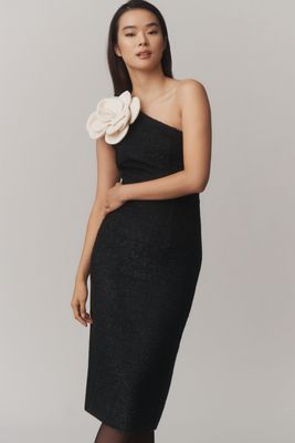 Ieena for Mac Duggal Floral One-Shoulder Dress