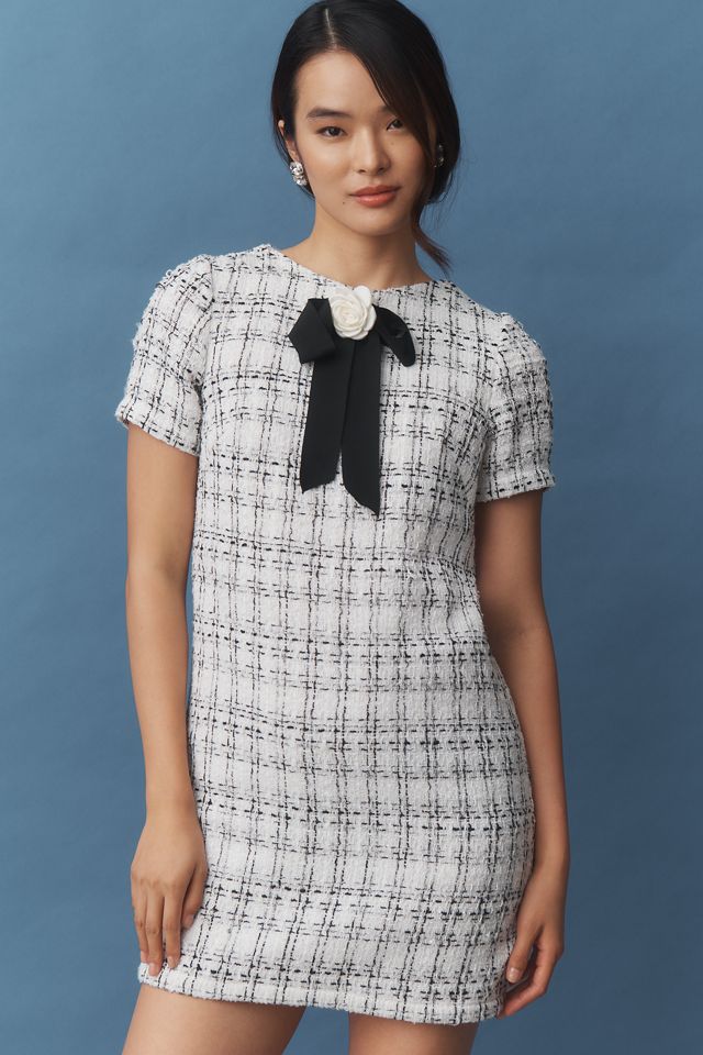 Ieena for Mac Duggal Tweed Bow Mini Dress #2