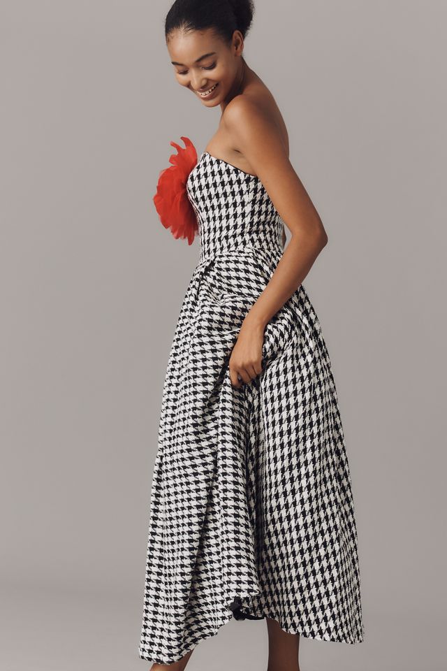 Mac Duggal Strapless 3D Flower Bouclé A-Line Midi Dress #3