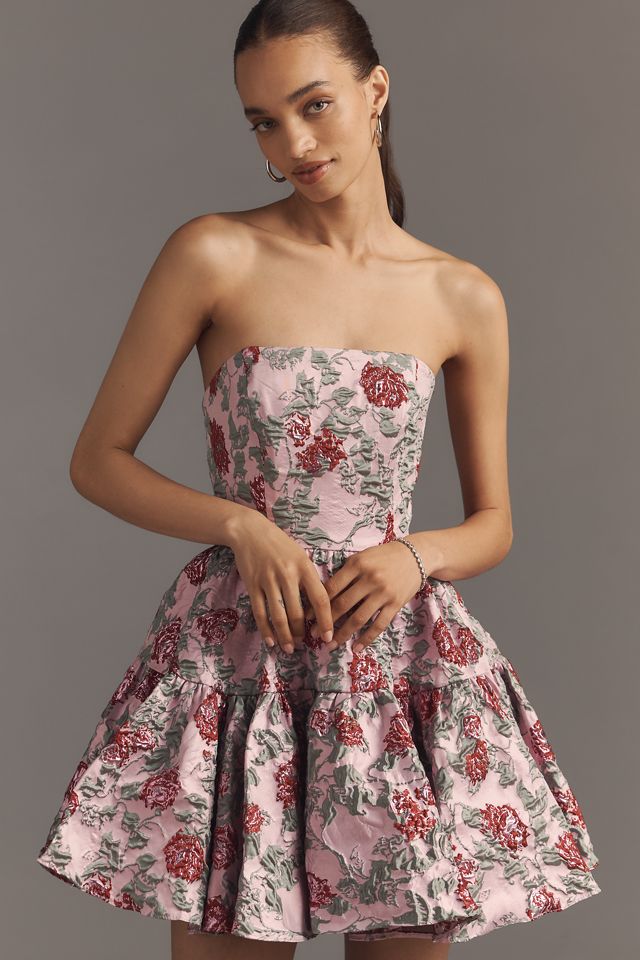 Mac Duggal Strapless Brocade Fit & Flare Mini Dress #1