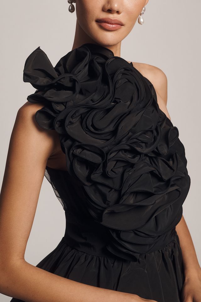 Mac Duggal One-Shoulder Rosette A-Line Mini Dress #3