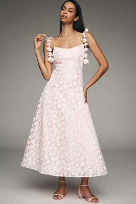 Floral Lace A-Line Midi Dress