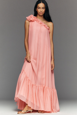 Mac Duggal One-shoulder Maxi Dress In Pink
