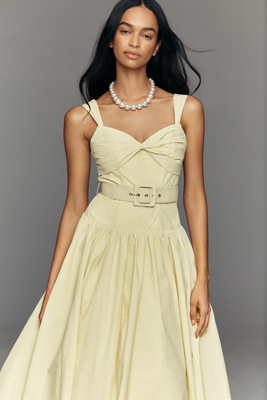 Belted Drop-Waist Midi Dress