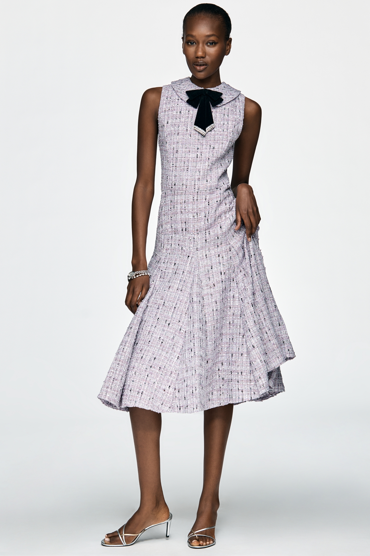 Mac Duggal Tie-Neck Midi Dress