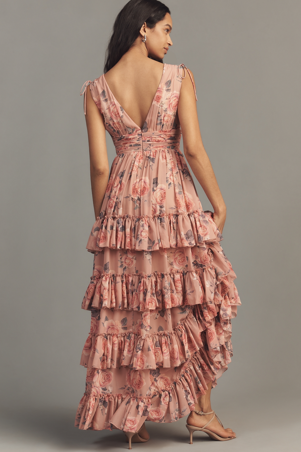 Mac Duggal Sleeveless Tiered Maxi Dress