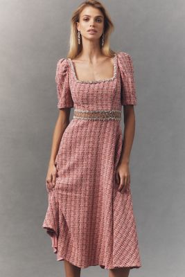 tweed midi dress Vivian Strapless Tweed Midi Dress Pink / 2 / TU5302D033 main image 1