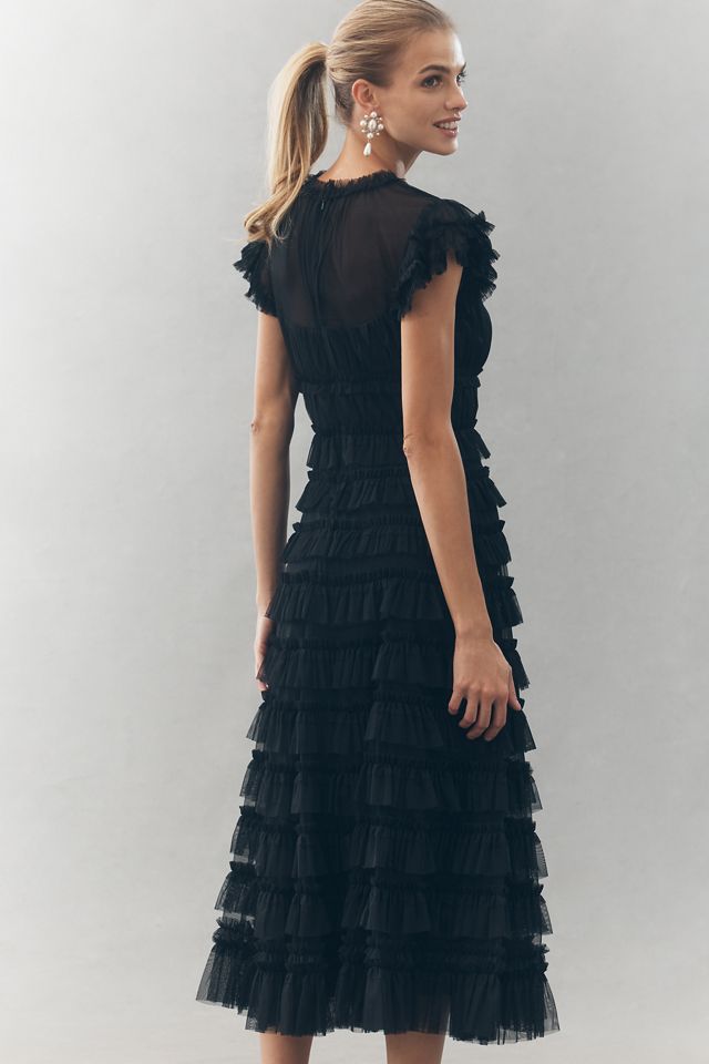Mac Duggal Ruffled Short-Sleeve Midi Dress | Anthropologie