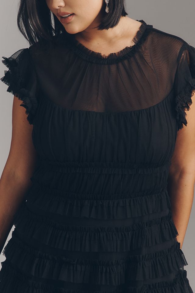 Mac Duggal Ruffled Short-Sleeve Midi Dress #5