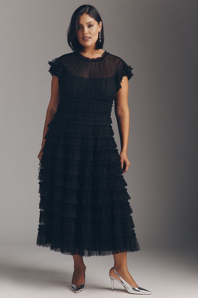 Mac Duggal Ruffled Short-Sleeve Midi Dress #4
