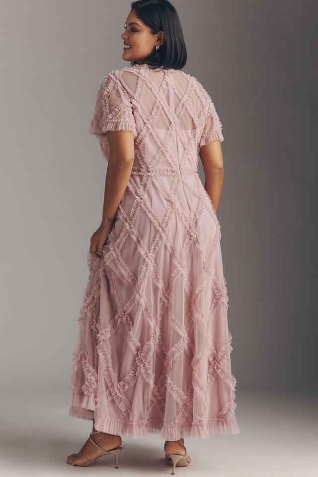 Mac Duggal Short-Sleeve Crosshatch Maxi Dress | Anthropologie