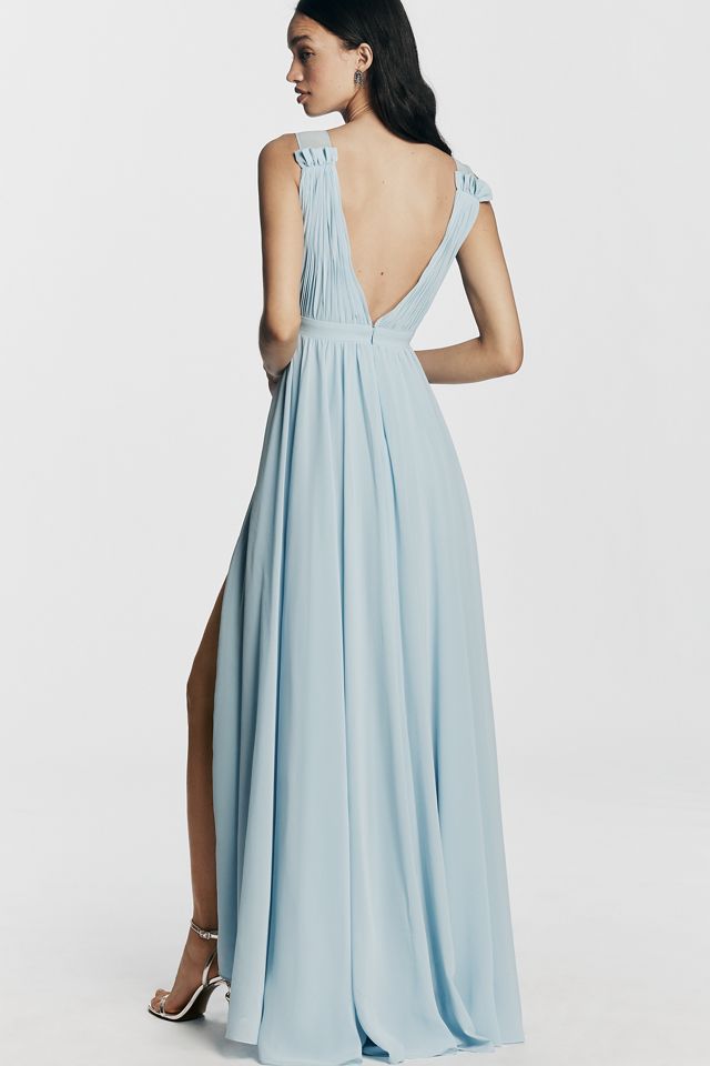 Mac Duggal Sleeveless Chiffon V-Neck Maxi Dress