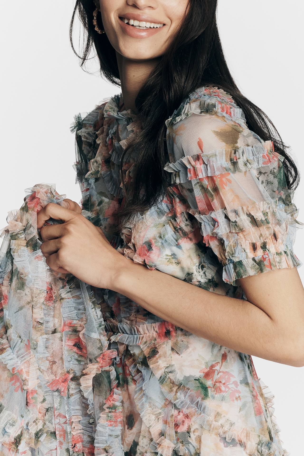 Mac Duggal Short-Sleeve A-Line Midi Dress