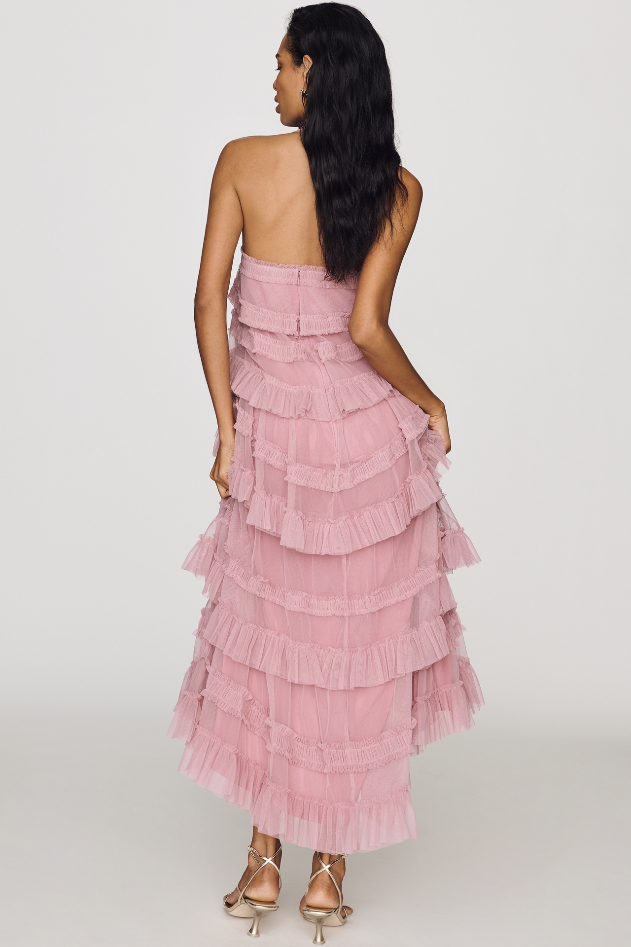 Mac Duggal Mesh Halter Dress