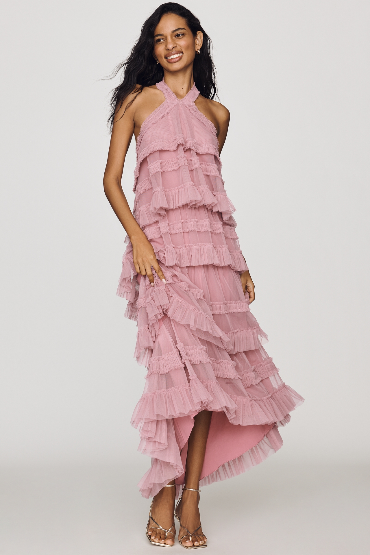 Mac Duggal Mesh Halter Dress