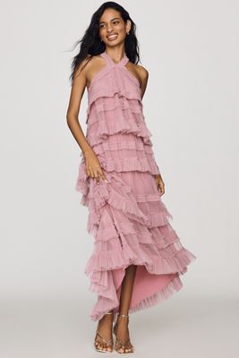 Mac Duggal Mesh Halter Dress