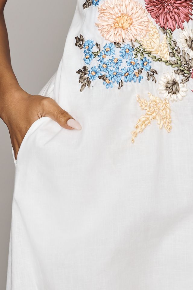 Mac Duggal Embroidered Linen Dress #1