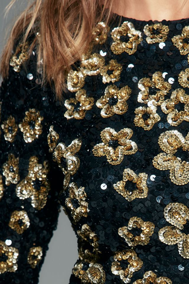 Mac Duggal Long Sleeve Sequin Mini Dress #1