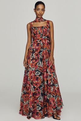 Square-Neck Scarf Maxi Dress