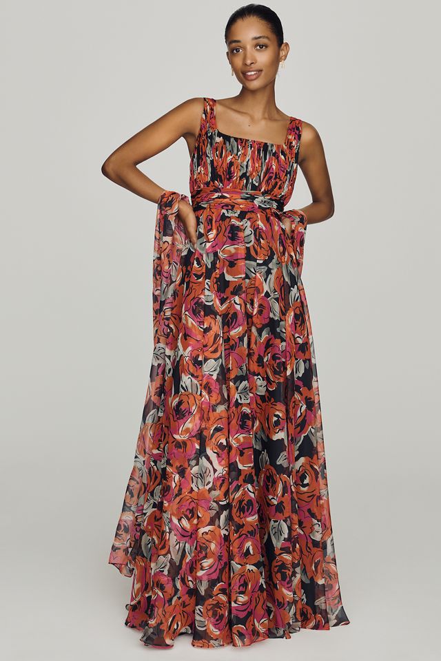Mac Duggal Square-Neck Scarf Maxi Dress #3