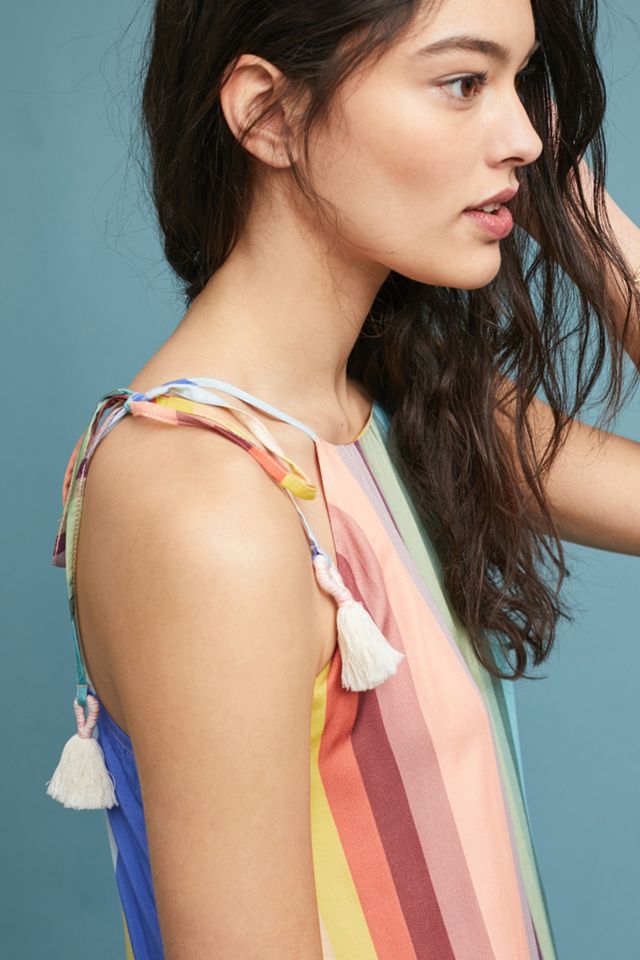 Farm Rio Rainbow-Striped Dress #1