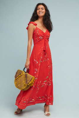 farm rio quintana maxi dress Anthropologie Farm Rio Quintana White Embroidered Floral Maxi Dress S 4  Read