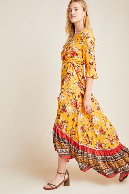 Details about   Anthropologie Farm Rio Cantonal Yellow Floral Maxi Dress Size Medium