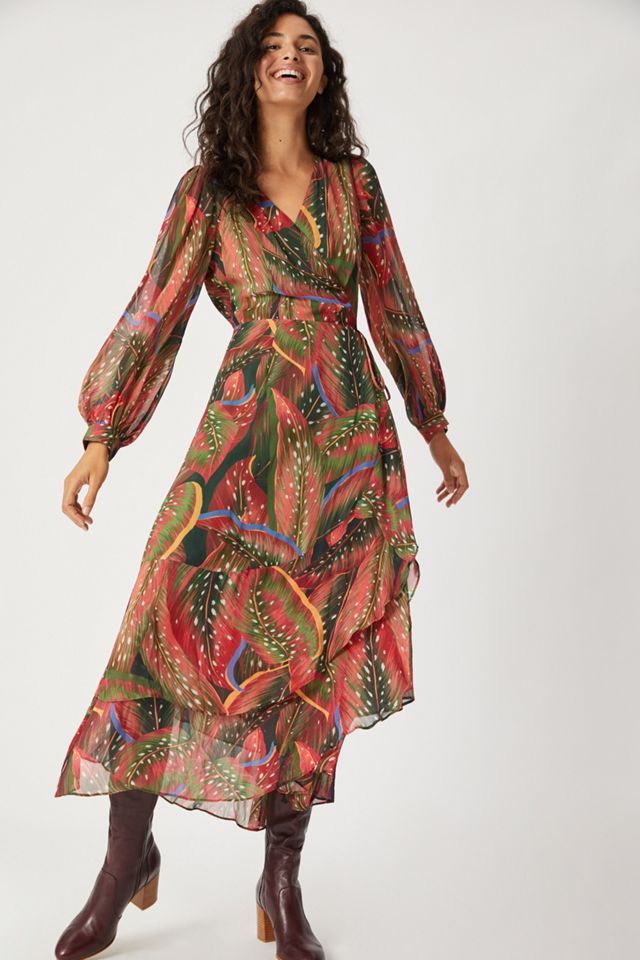 Farm Rio Plumas Wrap Maxi Dress #1