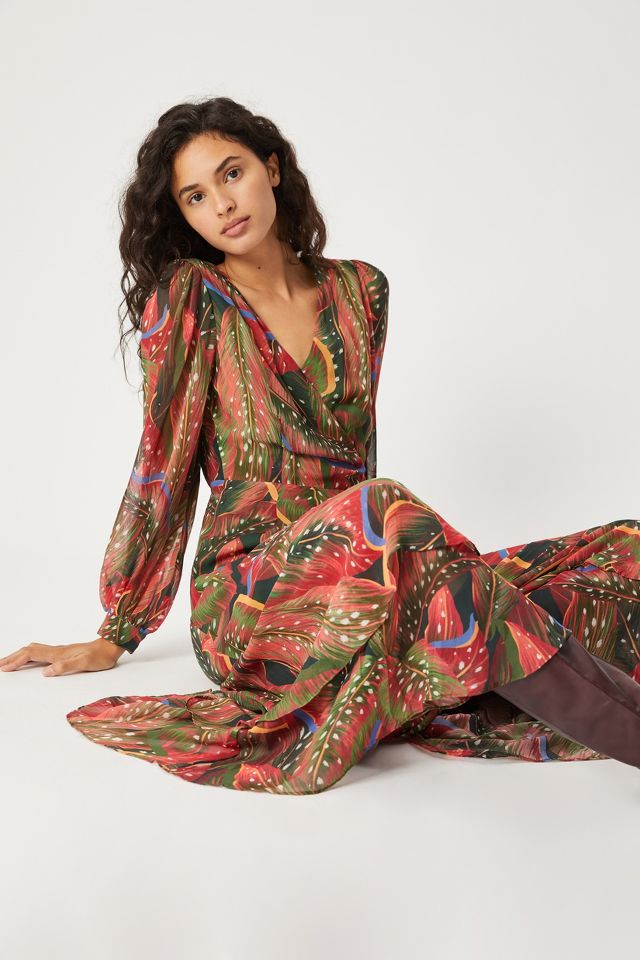 Farm Rio Plumas Wrap Maxi Dress