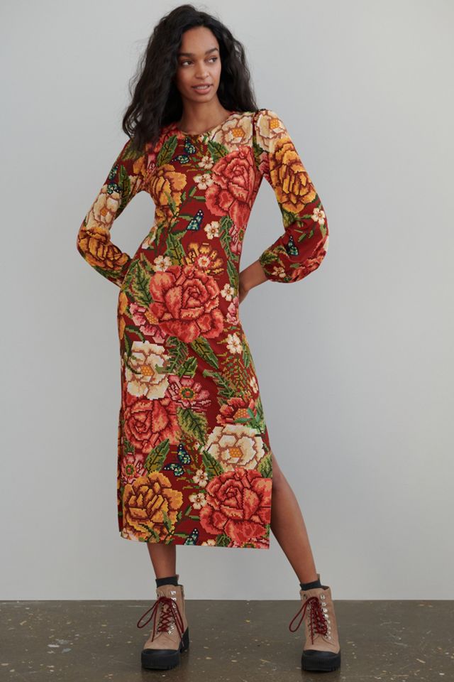 knee length dresses for ladies Jessa Floral Maxi Dress - Apple Jade + Dark Olive Apple Jade main image 1
