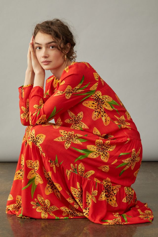 Farm Rio Golden Lily Maxi Dress | Anthropologie