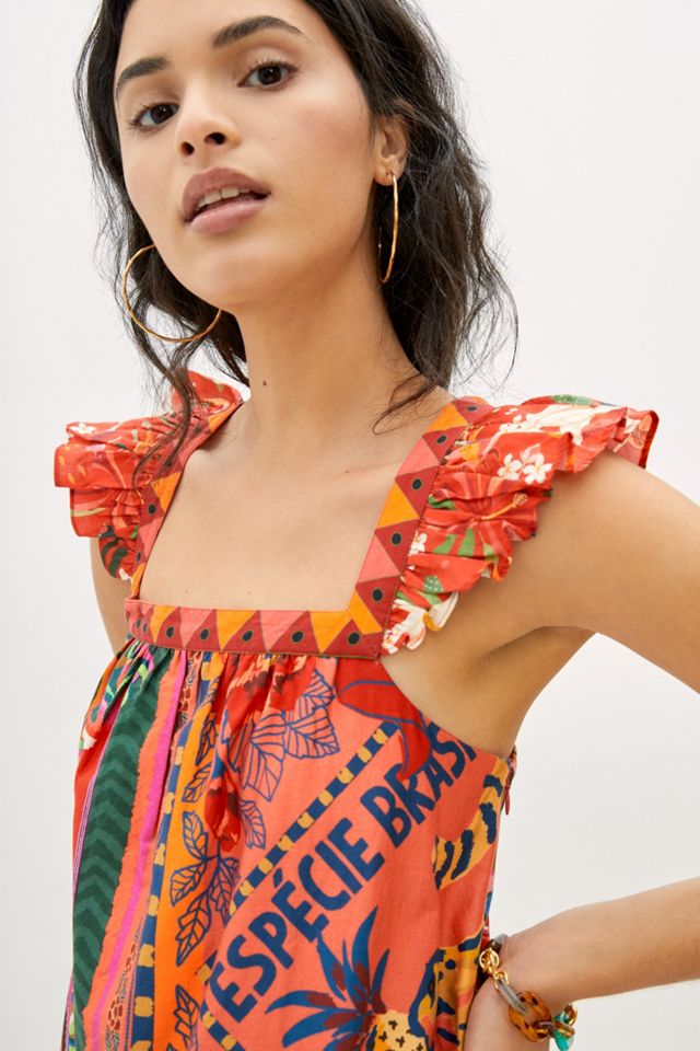 Farm Rio Mosaic Ruffled Midi Dress #1