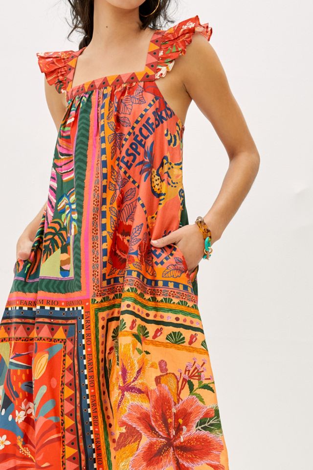 Farm Rio Mosaic Ruffled Midi Dress #2