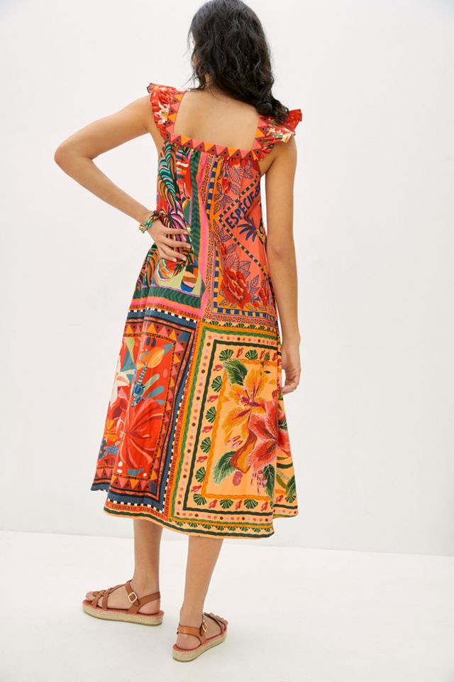 Farm Rio Mosaic Ruffled Midi Dress #3