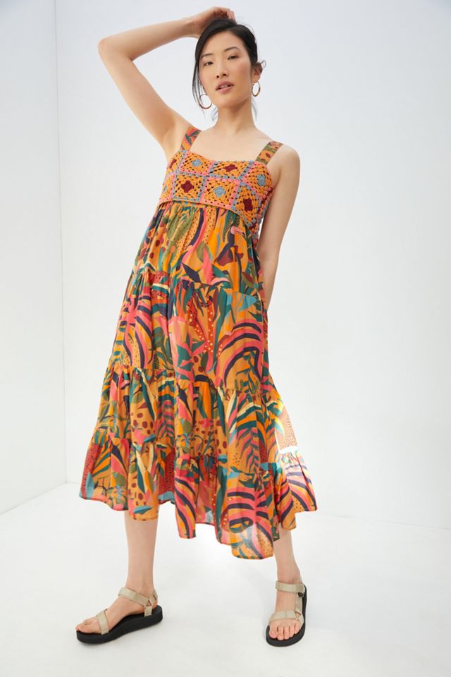 Farm Rio Maxikleid mit Häkeldesign #1
