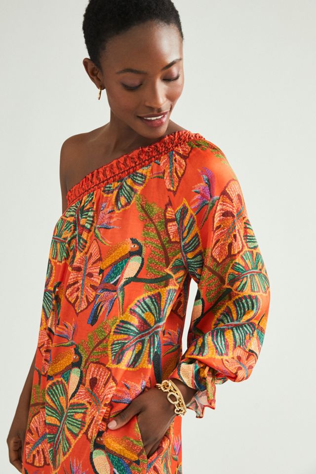 farm rio orange one shoulder mini dress Farm Rio Orange Flower Mini Dress