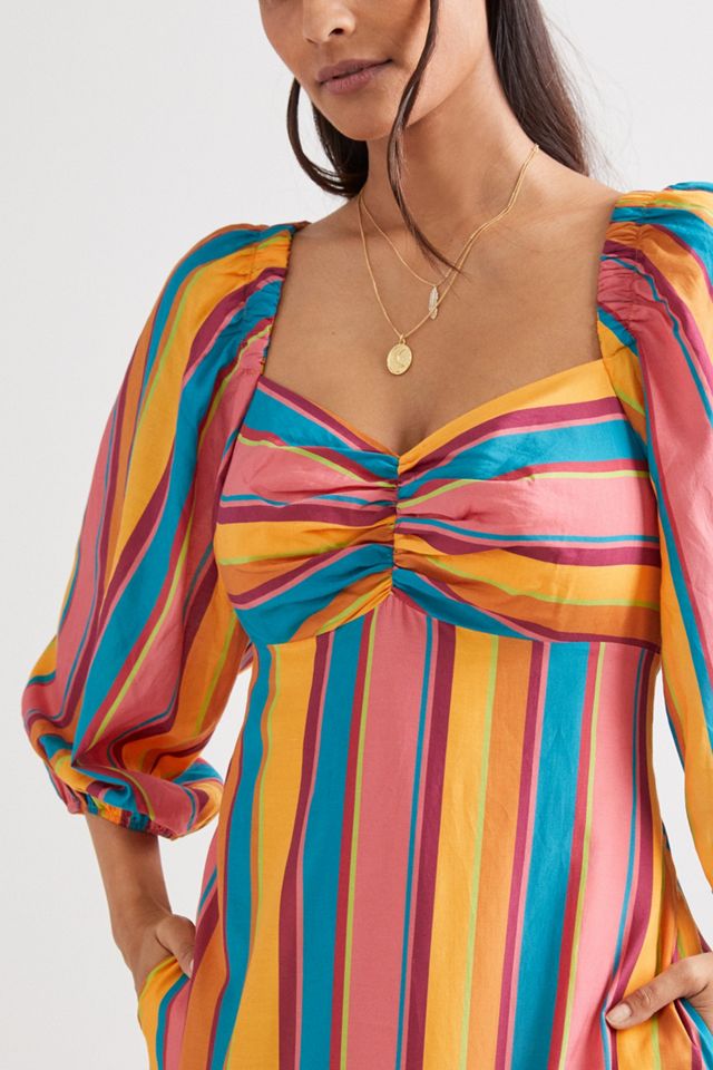 Farm Rio Rainbow Stripe Midi Dress #1