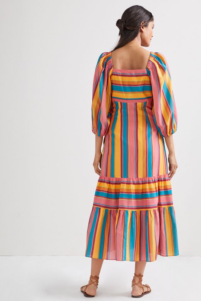 Farm Rio Rainbow Stripe Midi Dress #2