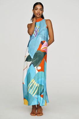 halter neck maxi dresses Show Me Your Mumu Jasmine Halter Maxi Dress Luxe Satin Ivory MD