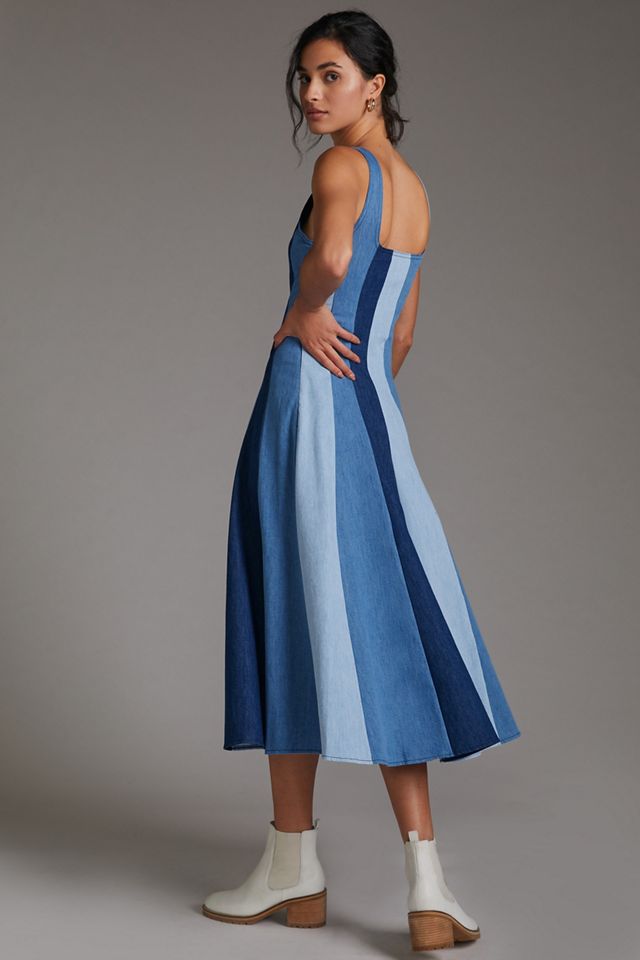 Farm Rio Colorblocked Denim Midi Dress #2