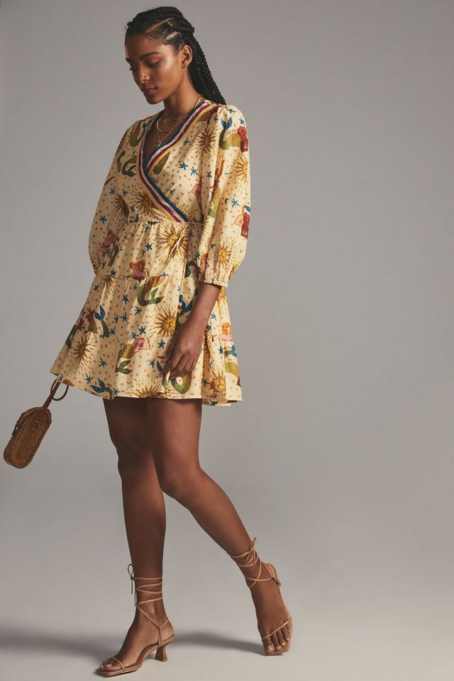 Farm x Anthropologie Mermaid Print Wrap Mini Dress #1