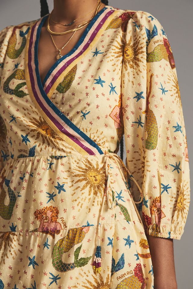 Farm x Anthropologie Mermaid Print Wrap Mini Dress #2