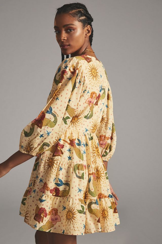 Farm x Anthropologie Mermaid Print Wrap Mini Dress #3
