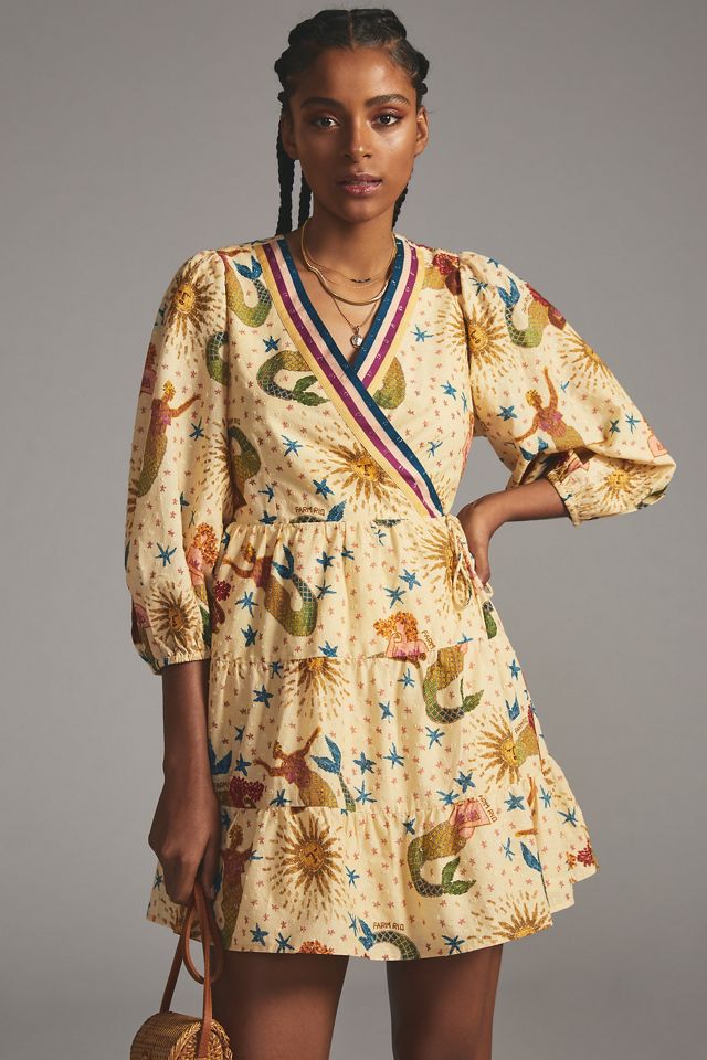 Farm x Anthropologie Mermaid Print Wrap Mini Dress #4