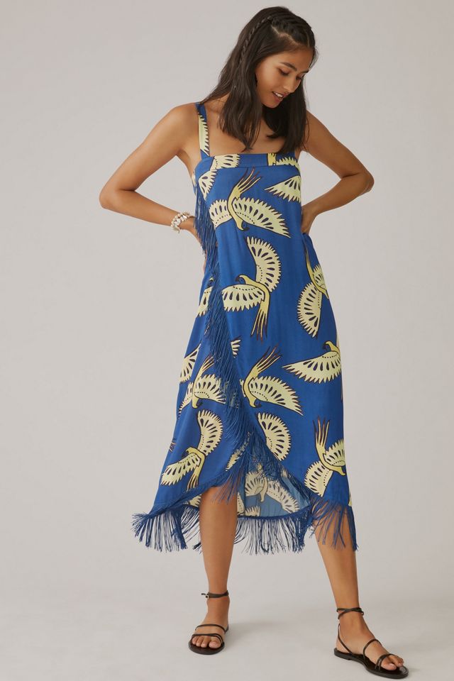 Farm Rio x Anthropologie Fringe Hem Wrap Midi Dress #3